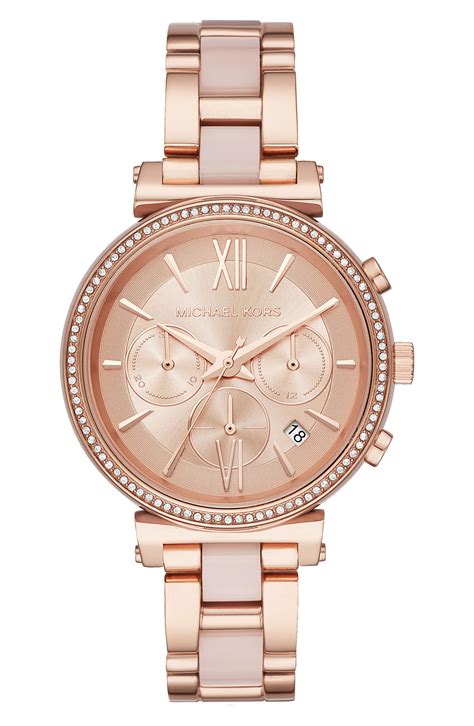 michael kors sofie pavé rose gold-tone watch